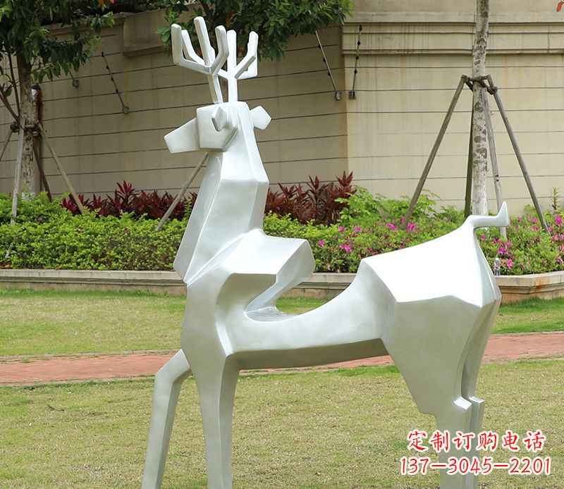 廊坊不锈钢美陈动物雕塑——鹿