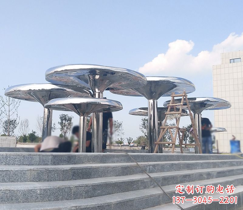 廊坊艺术精美的不锈钢蘑菇公园雕塑