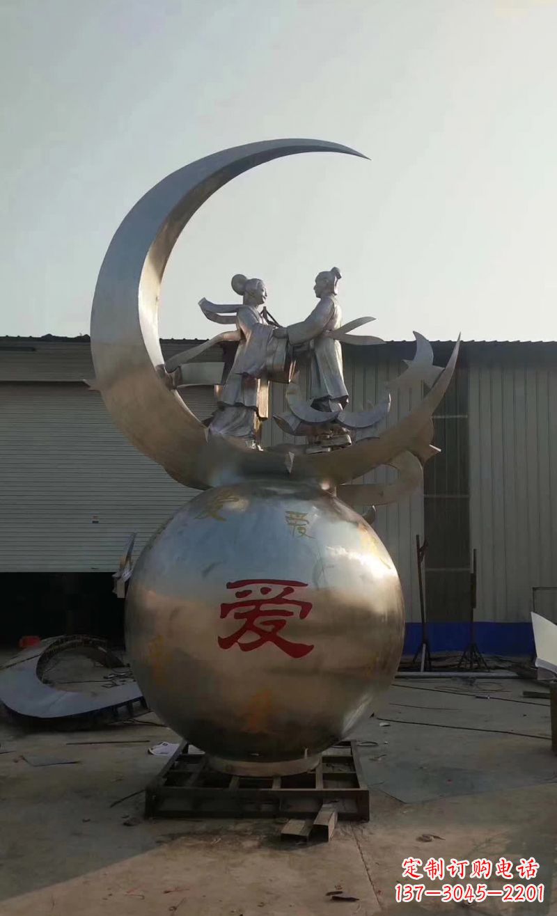 廊坊不锈钢牛郎织女雕塑传承爱情的象征
