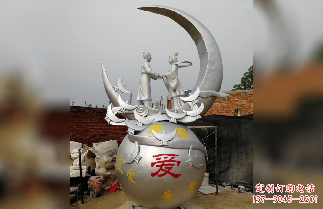 廊坊不锈钢牛郎织女雕塑爱情永存