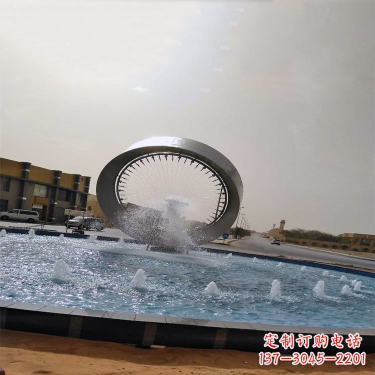 廊坊精美不锈钢喷泉雕塑,增添环形绿景魅力