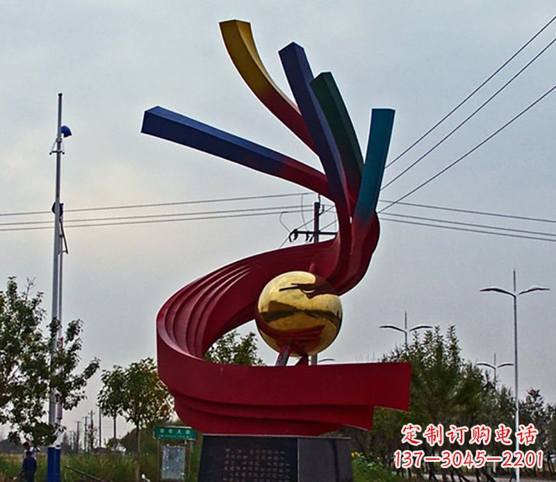 廊坊不锈钢飘带雕塑艺术与自然的完美结合