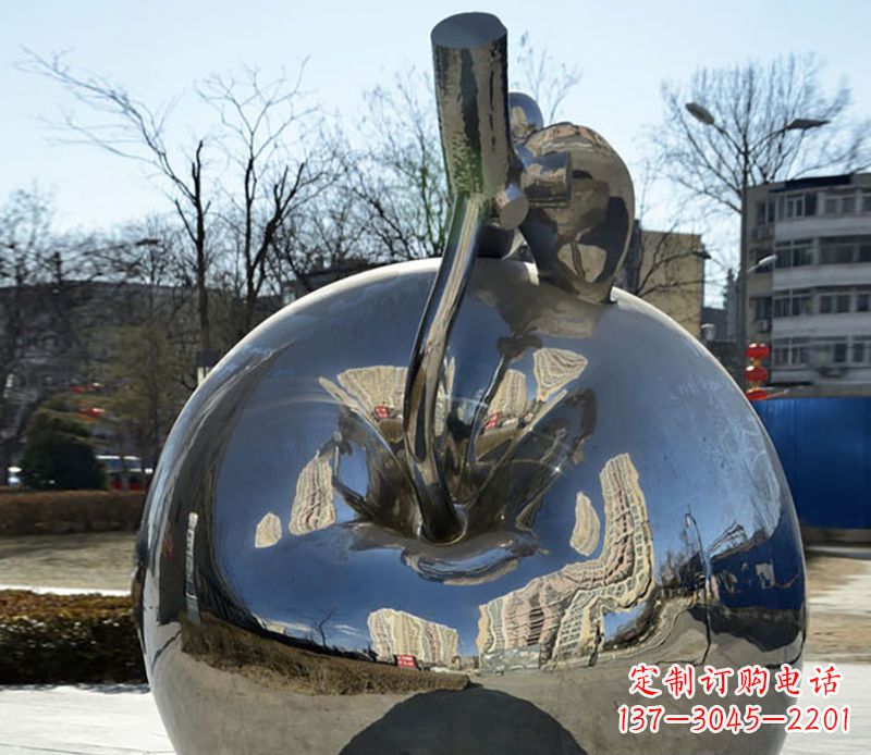 廊坊不锈钢苹果镜面雕塑精美绝伦