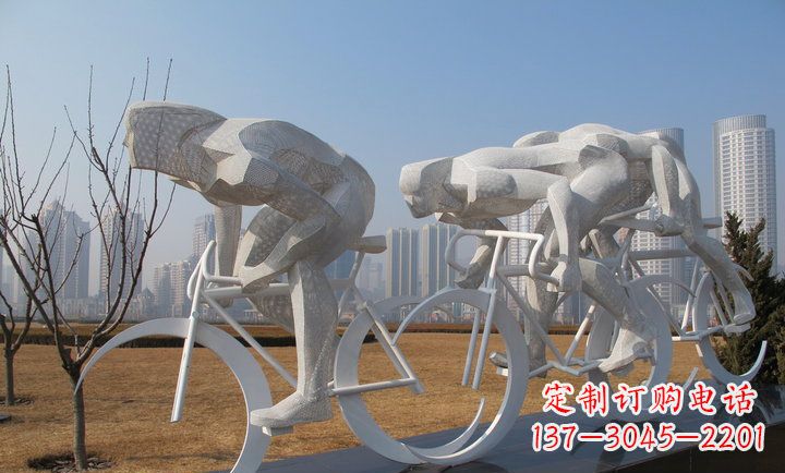 廊坊展现运动风采的不锈钢自行车雕塑