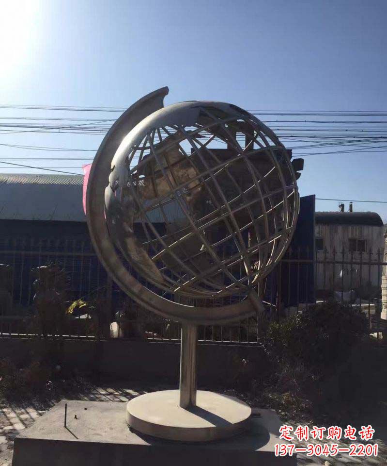 廊坊不锈钢地球仪雕塑精美装饰室内空间