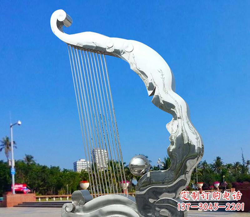 廊坊不锈钢竖琴雕塑——传承古典音乐之美