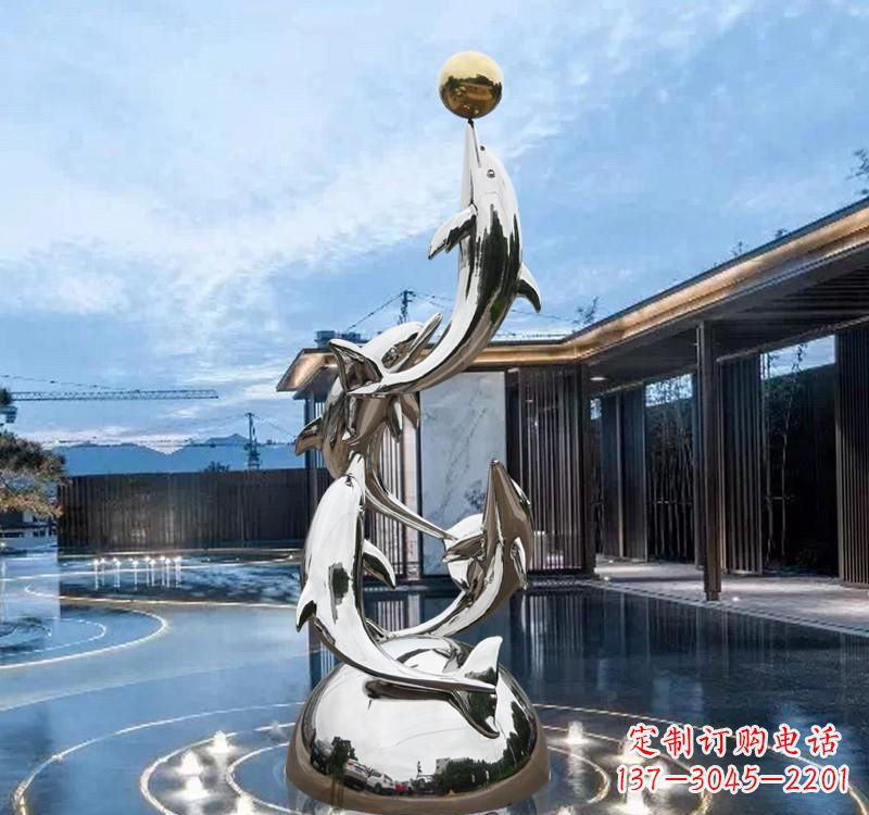 廊坊海豚的优雅身姿——不锈钢水景雕塑