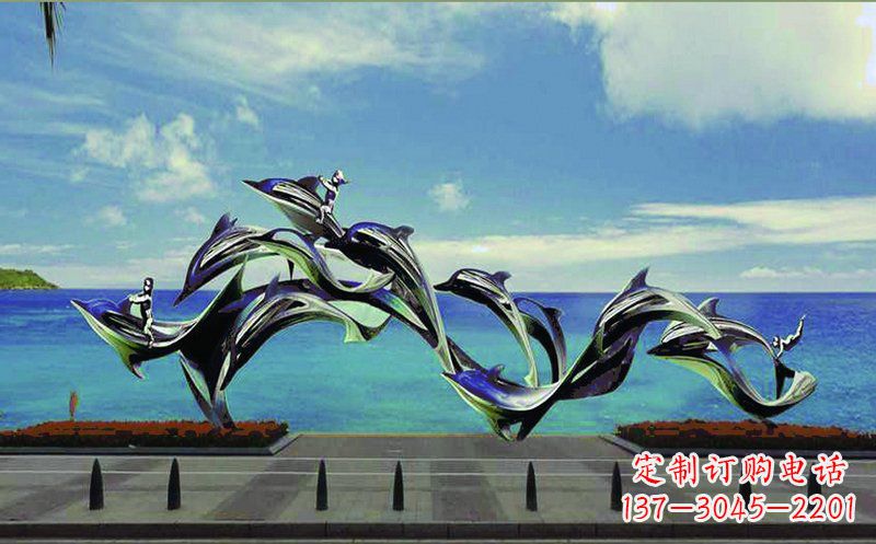廊坊不锈钢海豚广场雕塑——精致而又活泼