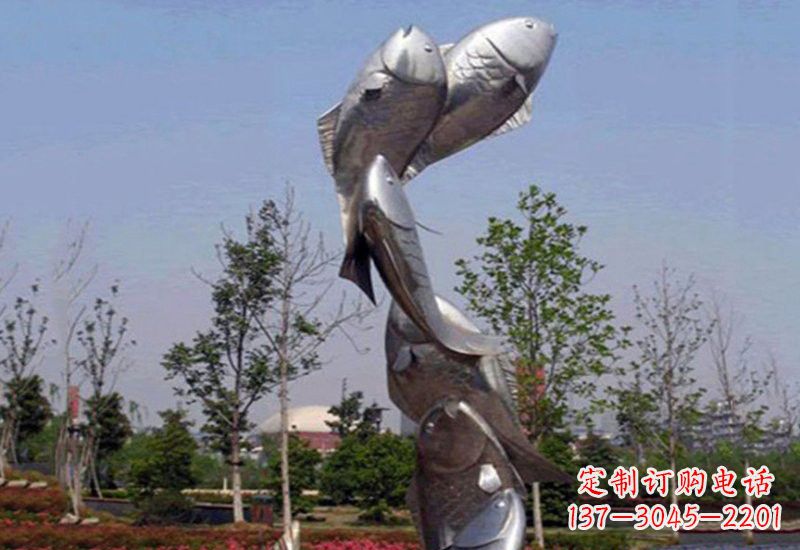 廊坊不锈钢跳跃的鲤鱼雕塑