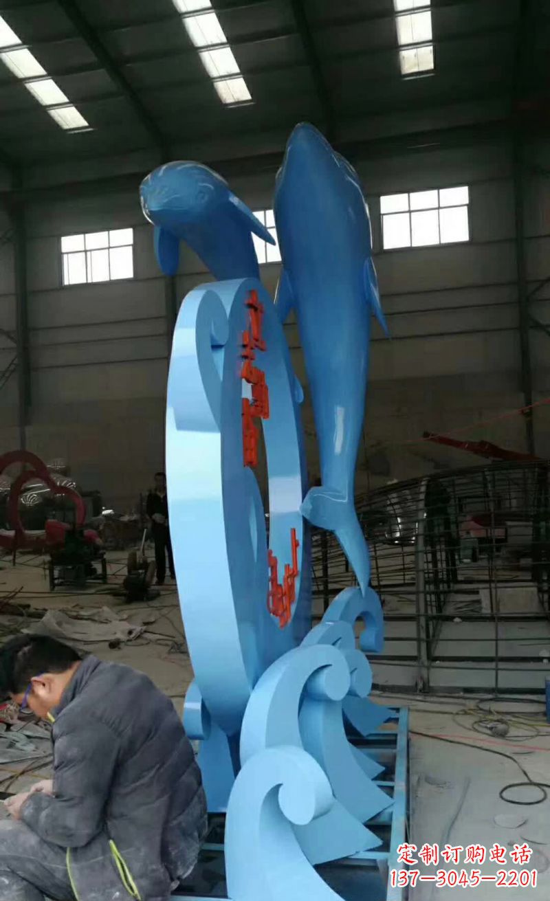 廊坊不锈钢海豚雕塑精致优雅的艺术品