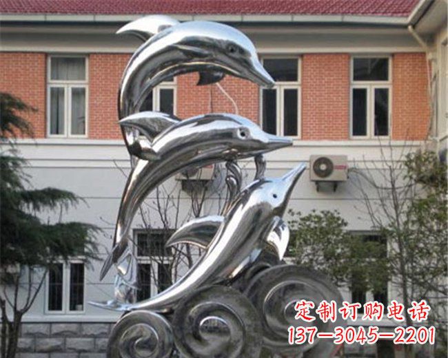 廊坊不锈钢海豚雕塑跳跃的海洋精灵