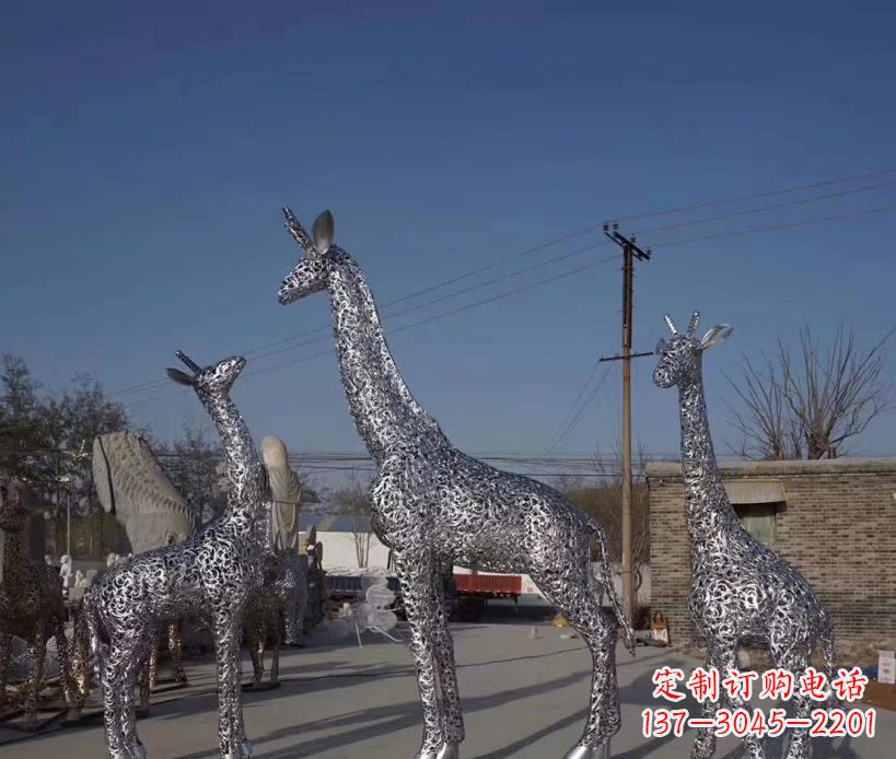 廊坊不锈钢镂空雕塑长颈鹿