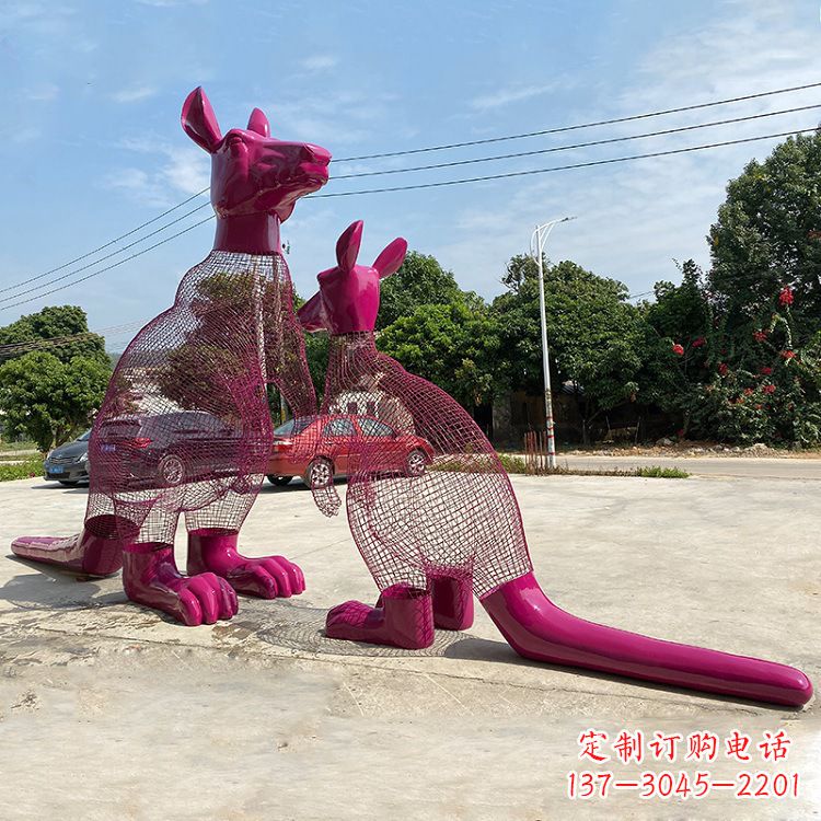 廊坊不锈钢袋鼠雕塑给公园带来美好景观