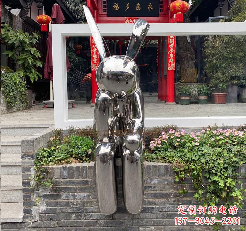 廊坊不锈钢兔子雕塑精美的艺术作品