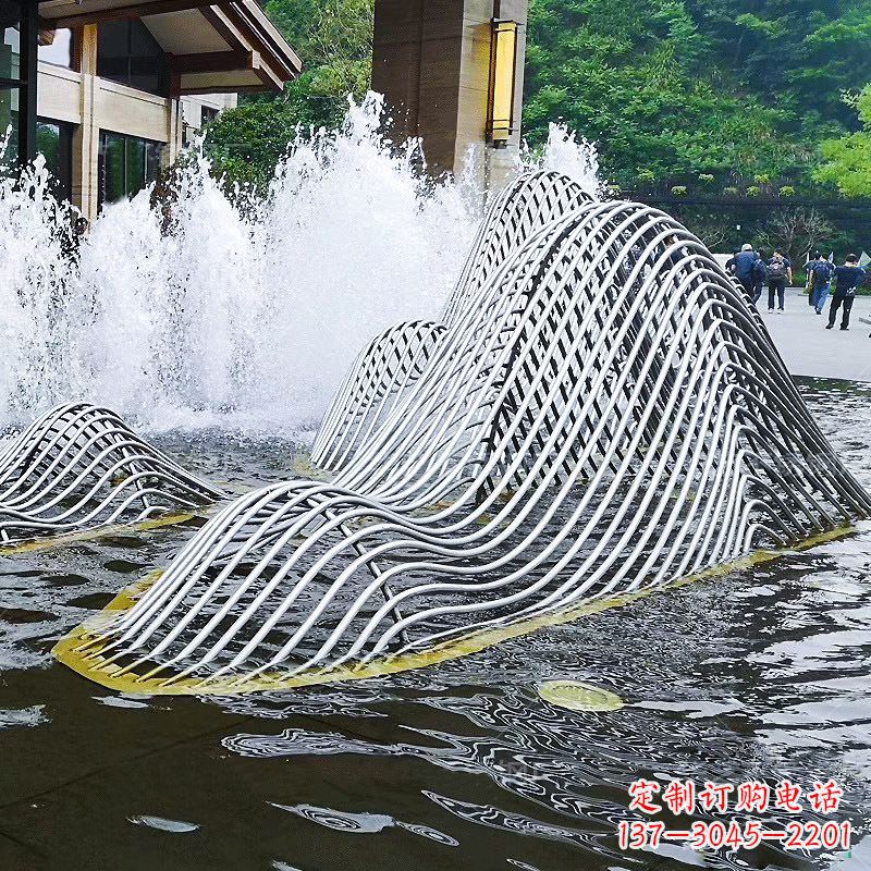 廊坊不锈钢网格制作的假山雕塑
