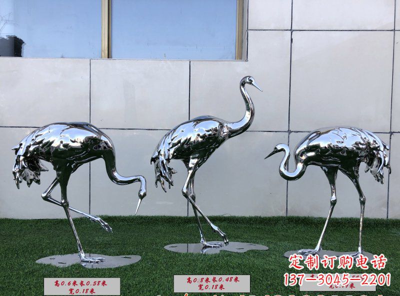 廊坊不锈钢仙鹤雕塑传承中国古典美感