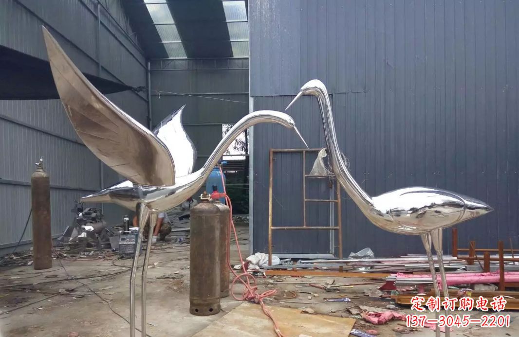 廊坊不锈钢仙鹤雕塑传承中国文化