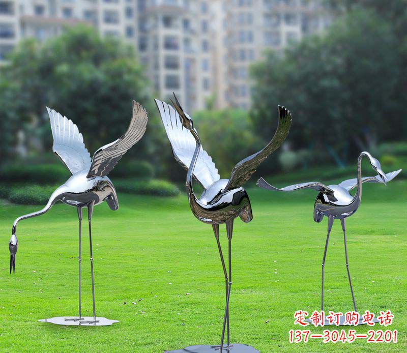 廊坊不锈钢仙鹤雕塑展现传统文化风采