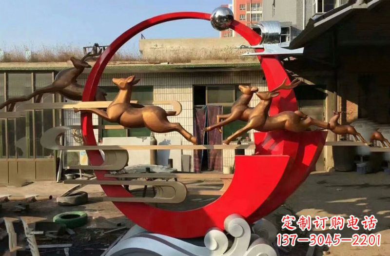 廊坊不锈钢制作的梅花鹿雕塑