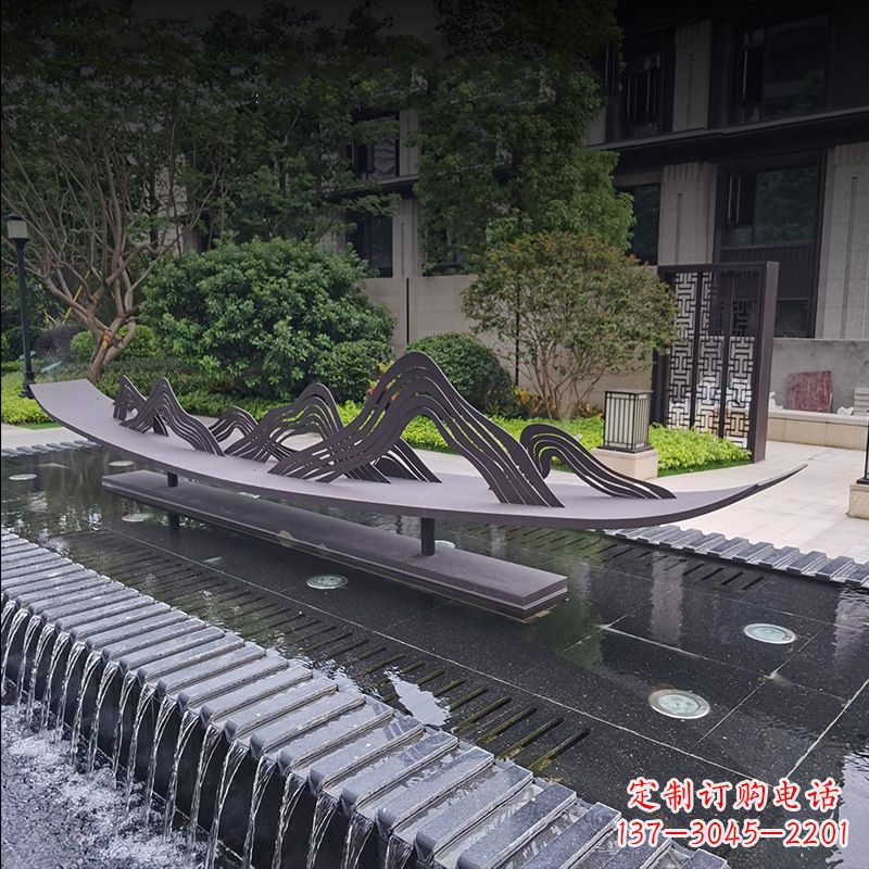 廊坊精美的不锈钢小船假山