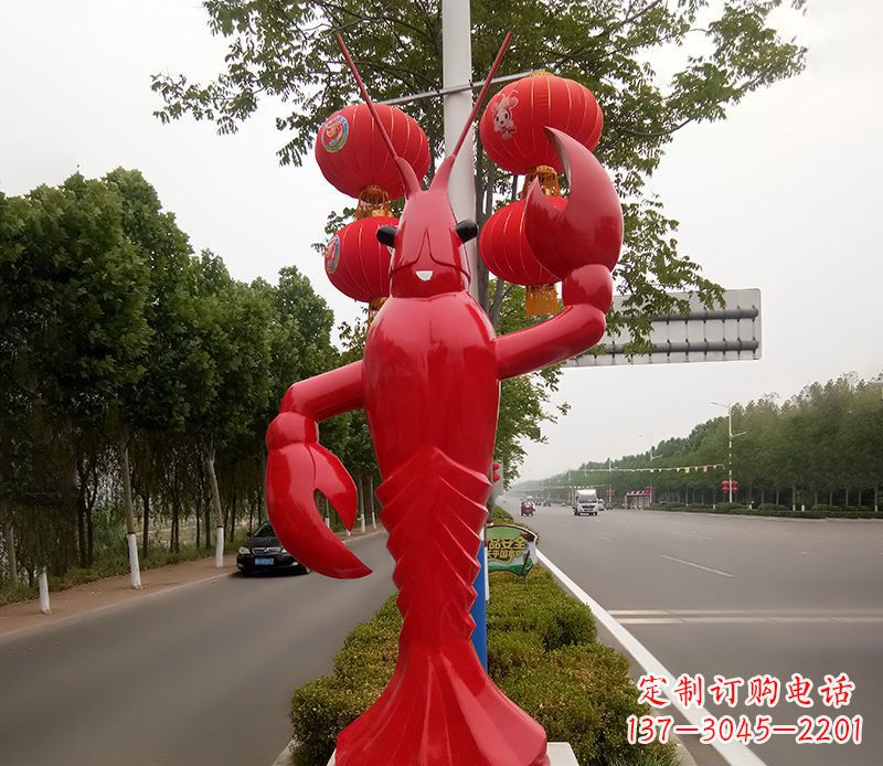 廊坊不锈钢小龙虾雕塑精美之灵