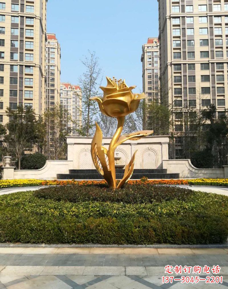 廊坊不锈钢小区玫瑰花雕塑浓郁情感的视觉体验
