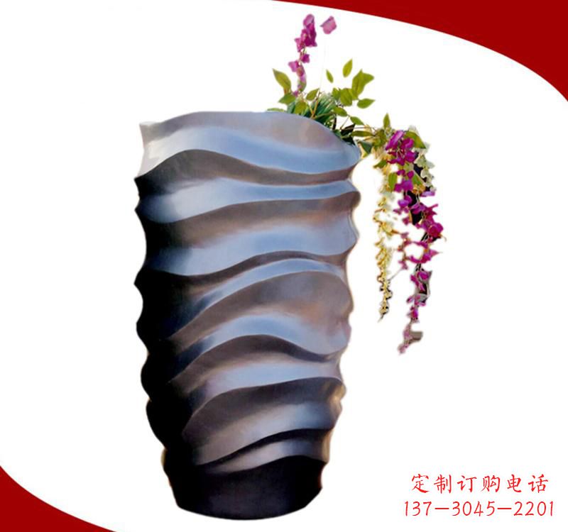 廊坊不锈钢校园景观花盆雕塑美化校园环境