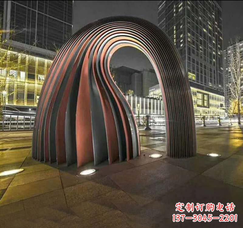 廊坊不锈钢异形拱门雕塑精致古典风格