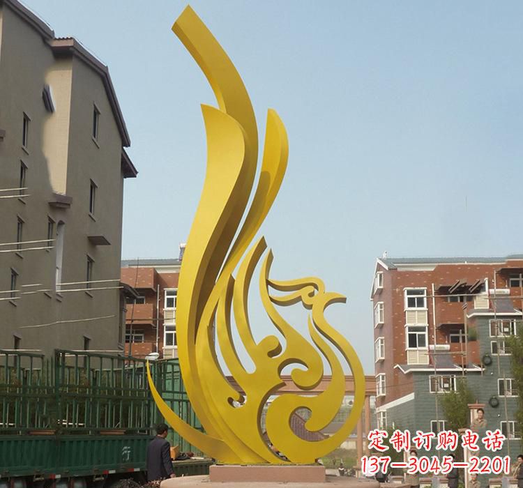 廊坊静谧的凤凰不锈钢园林雕塑