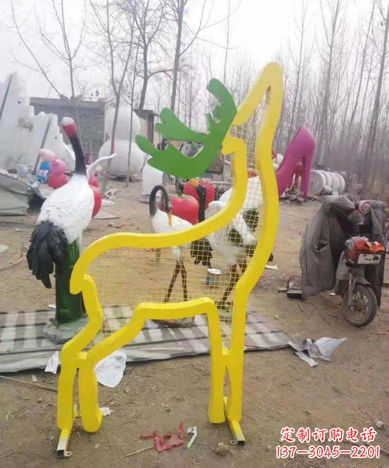 廊坊不锈钢园林造型景观小鹿雕塑