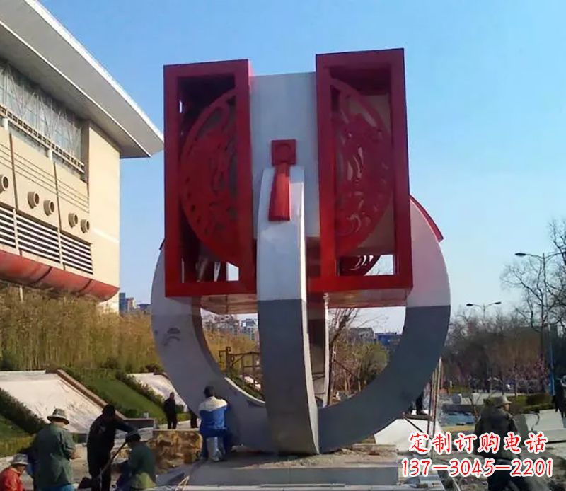 廊坊不锈钢圆环雕塑象征着永恒的美