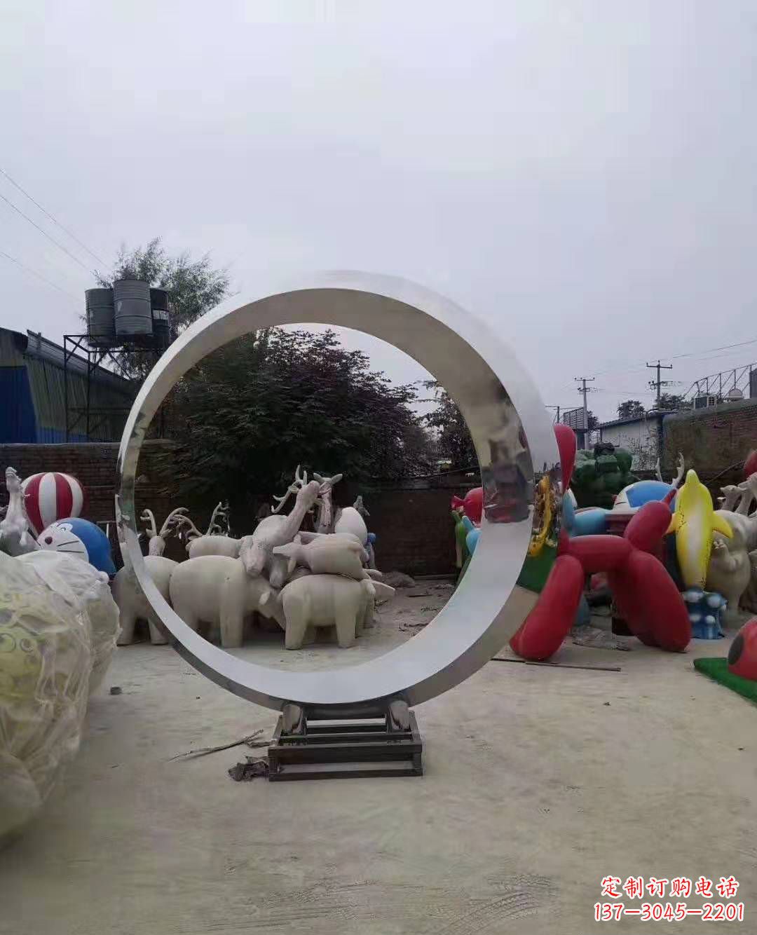 廊坊不锈钢圆环雕塑,点缀环境美景