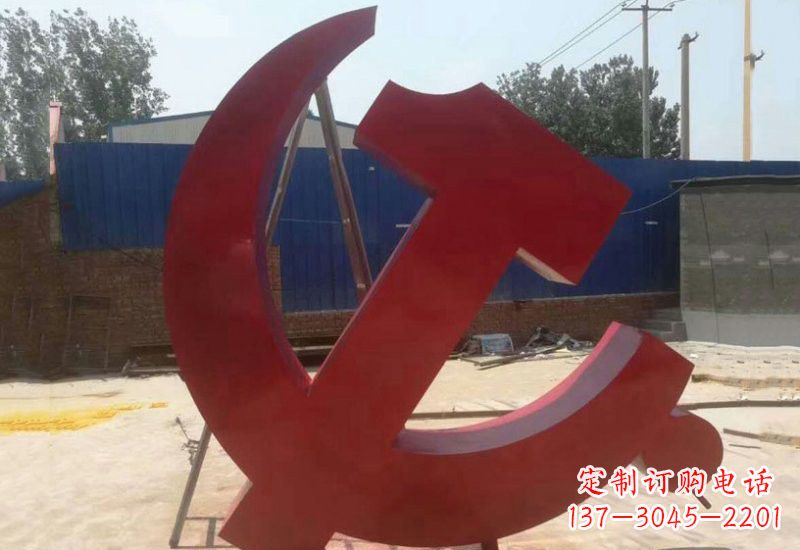 廊坊不锈钢政府机关党建党徽雕塑