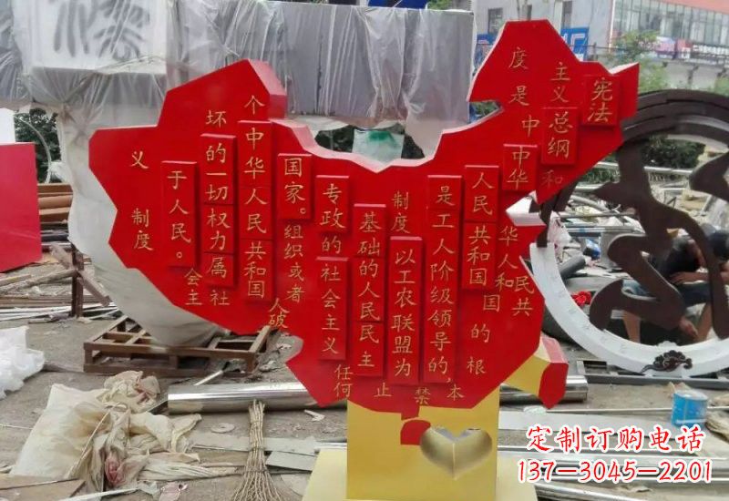 廊坊不锈钢中国地图雕塑