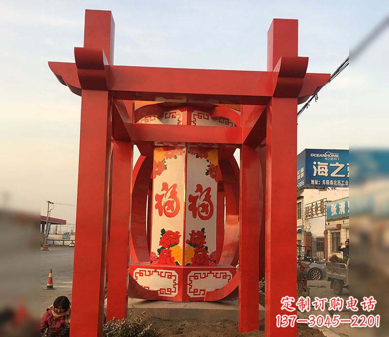 廊坊不锈钢灯笼雕塑——点亮中国梦