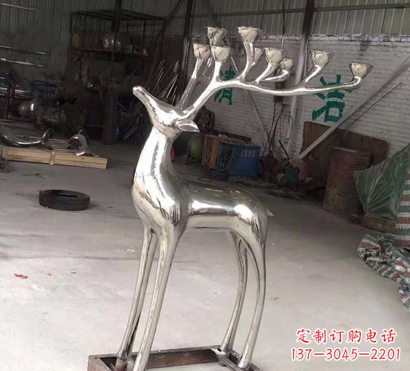 廊坊精美梅花鹿雕塑——点亮不锈钢烛台
