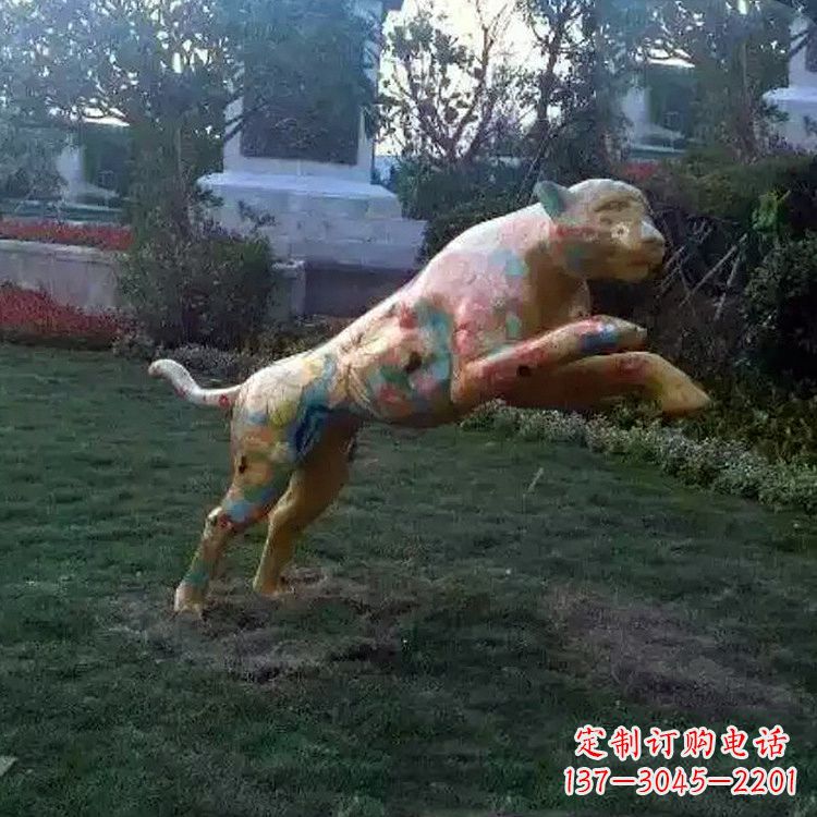 廊坊豹子玻璃钢雕塑——精美动物摆件