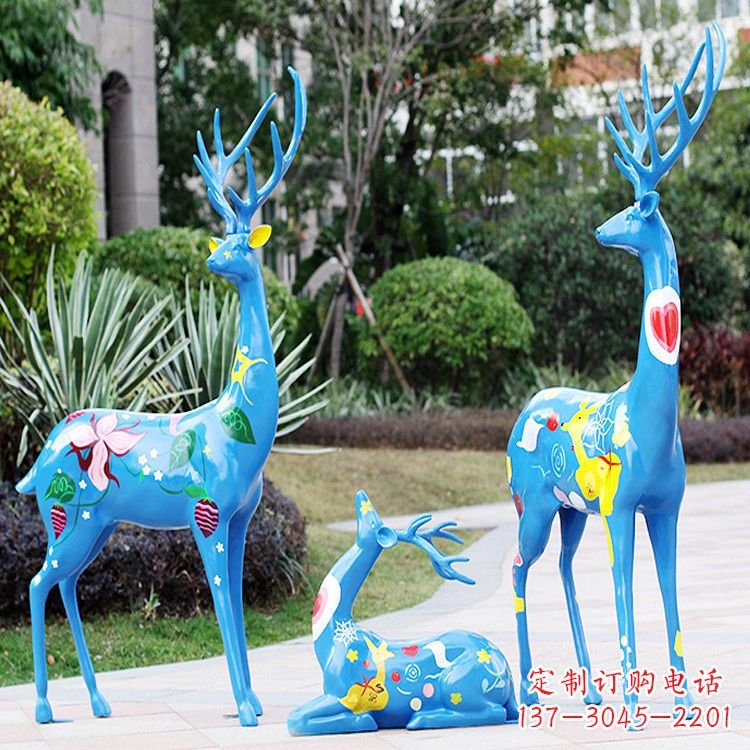 廊坊彩绘鹿雕塑玻璃钢-商场美陈动物摆件