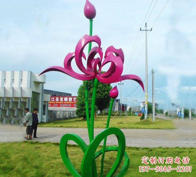廊坊灿烂的彩色不锈钢荷花雕塑