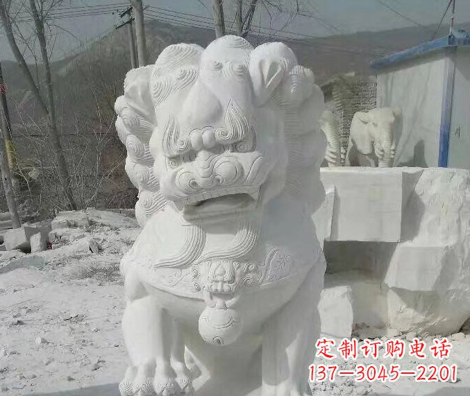 廊坊狮子雕塑踩绣球石狮子寺庙的独特景观