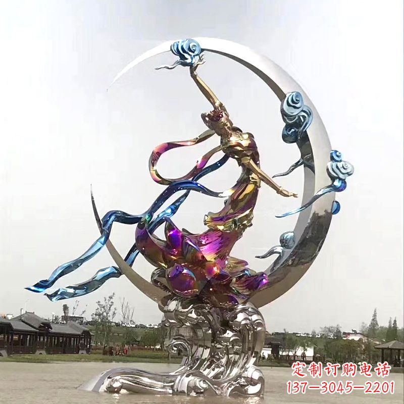 廊坊中国古代神话传说中的嫦娥奔月不锈钢雕塑景观