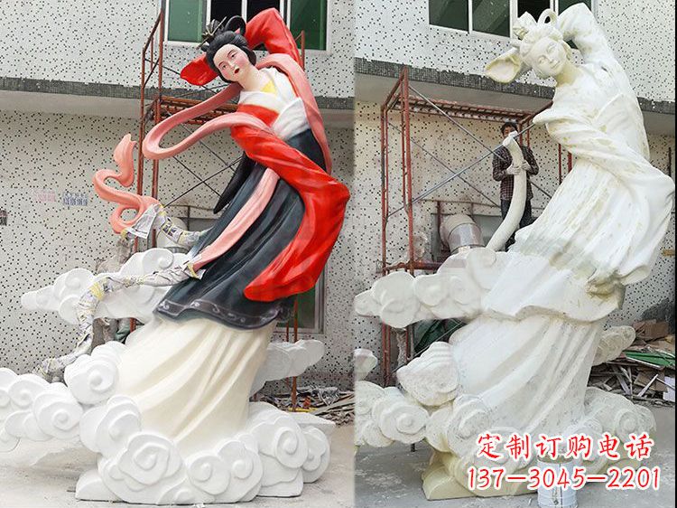 廊坊神话中的嫦娥玻璃钢彩绘雕塑