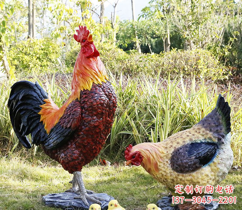 廊坊公鸡雕塑完美的绿化环境装饰