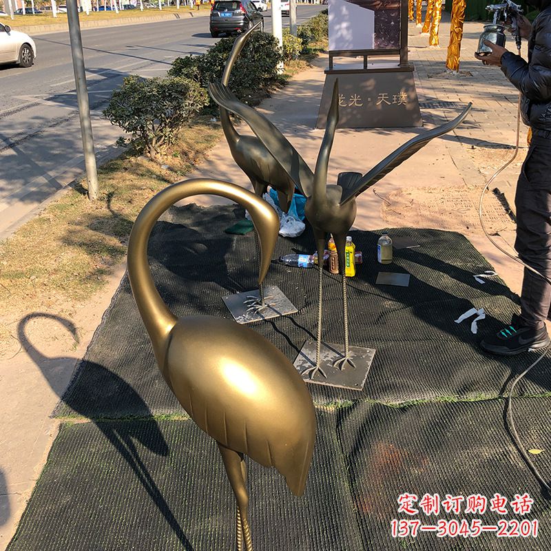 廊坊成都不锈钢动物鹤雕塑
