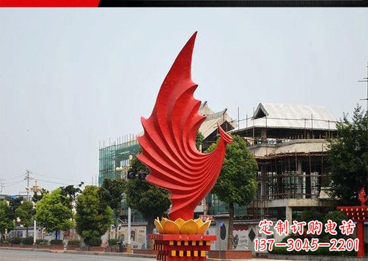 廊坊城市的至高象征——不锈钢凤凰雕塑