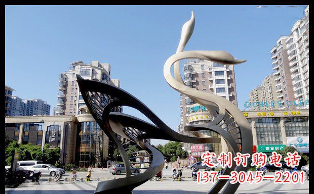廊坊城市凝聚的美丽不锈钢天鹅雕塑