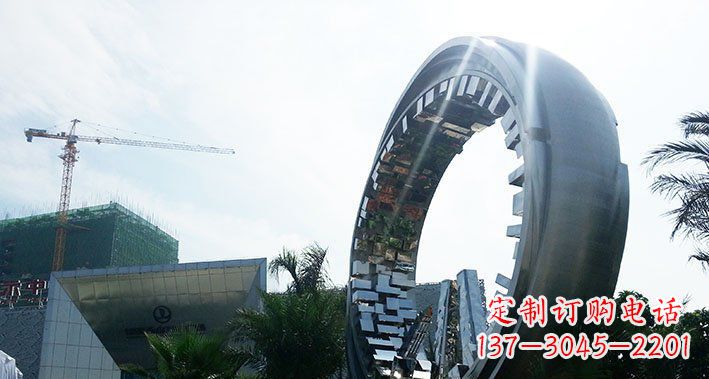廊坊美丽而优雅的不锈钢圆环雕塑