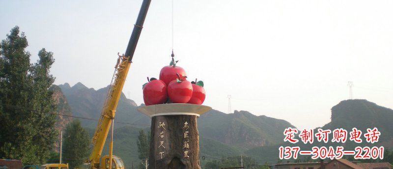 廊坊不锈钢苹果雕塑缔造城市风采