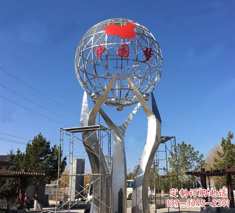 廊坊城市之星——不锈钢地球仪雕塑