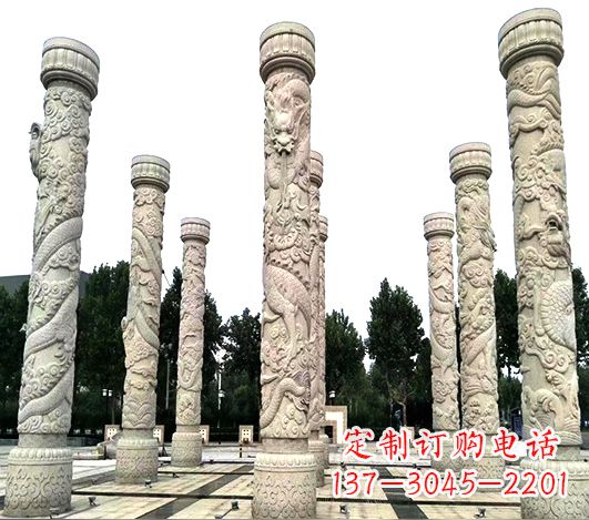 廊坊精美龙柱雕塑,点缀城市广场